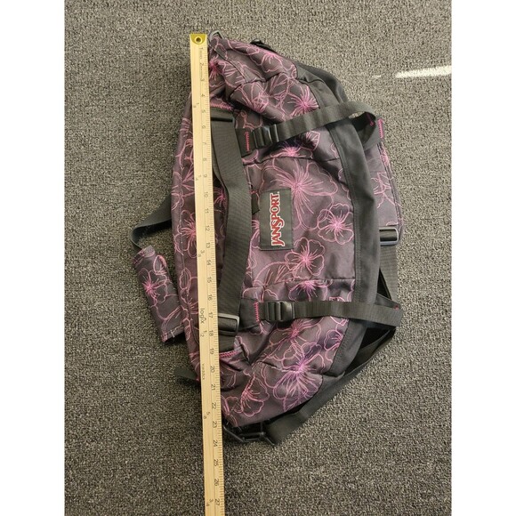 Vintage Jansport Duffel Bag Pink Black Floral Overnight Travel 23" X 14" x 11" - Picture 5 of 13